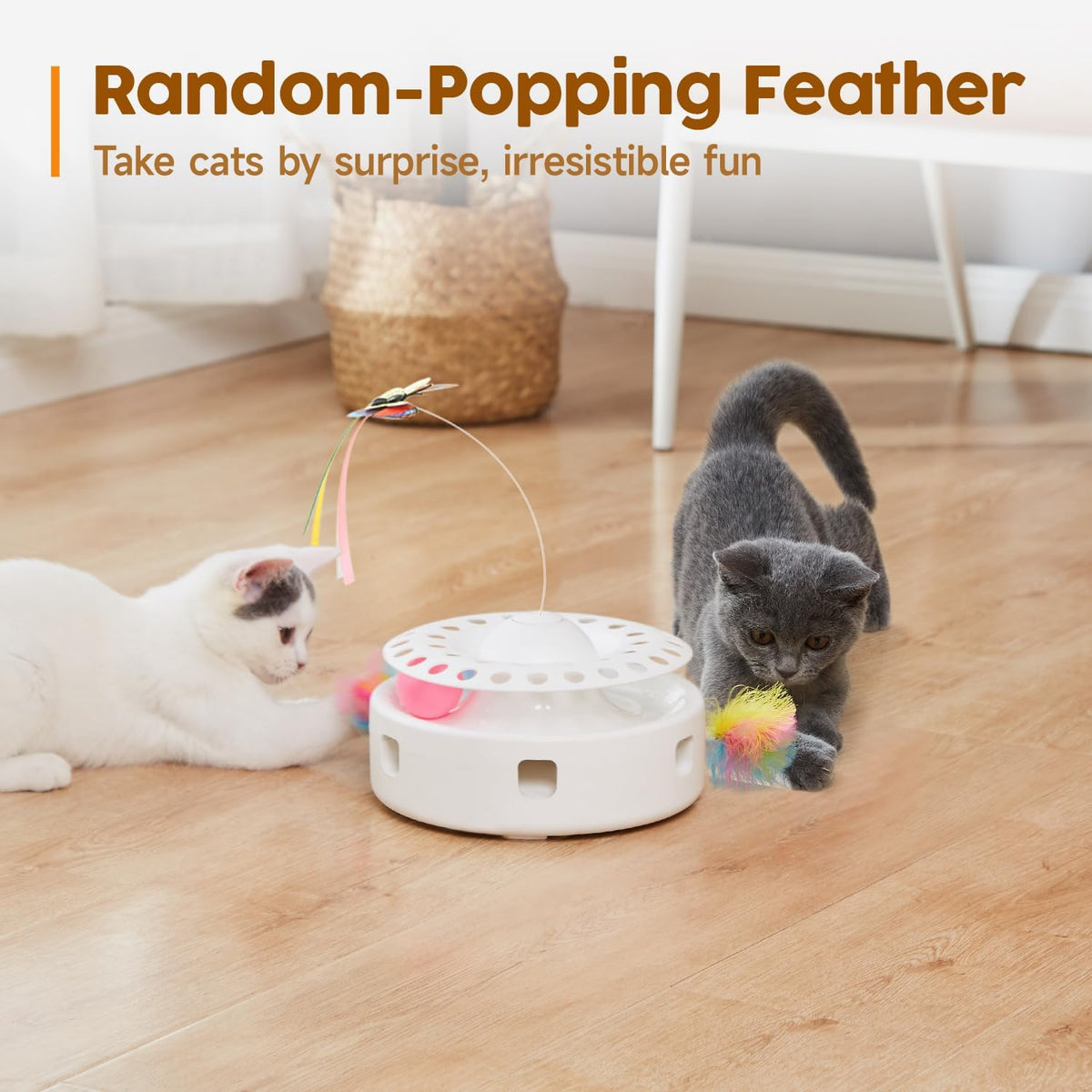 Potaroma Cat Toys 3in1 Automatic Interactive Kitten Toy, Fluttering Butterfly, Moving Feather, Track Balls, Du - view 4
