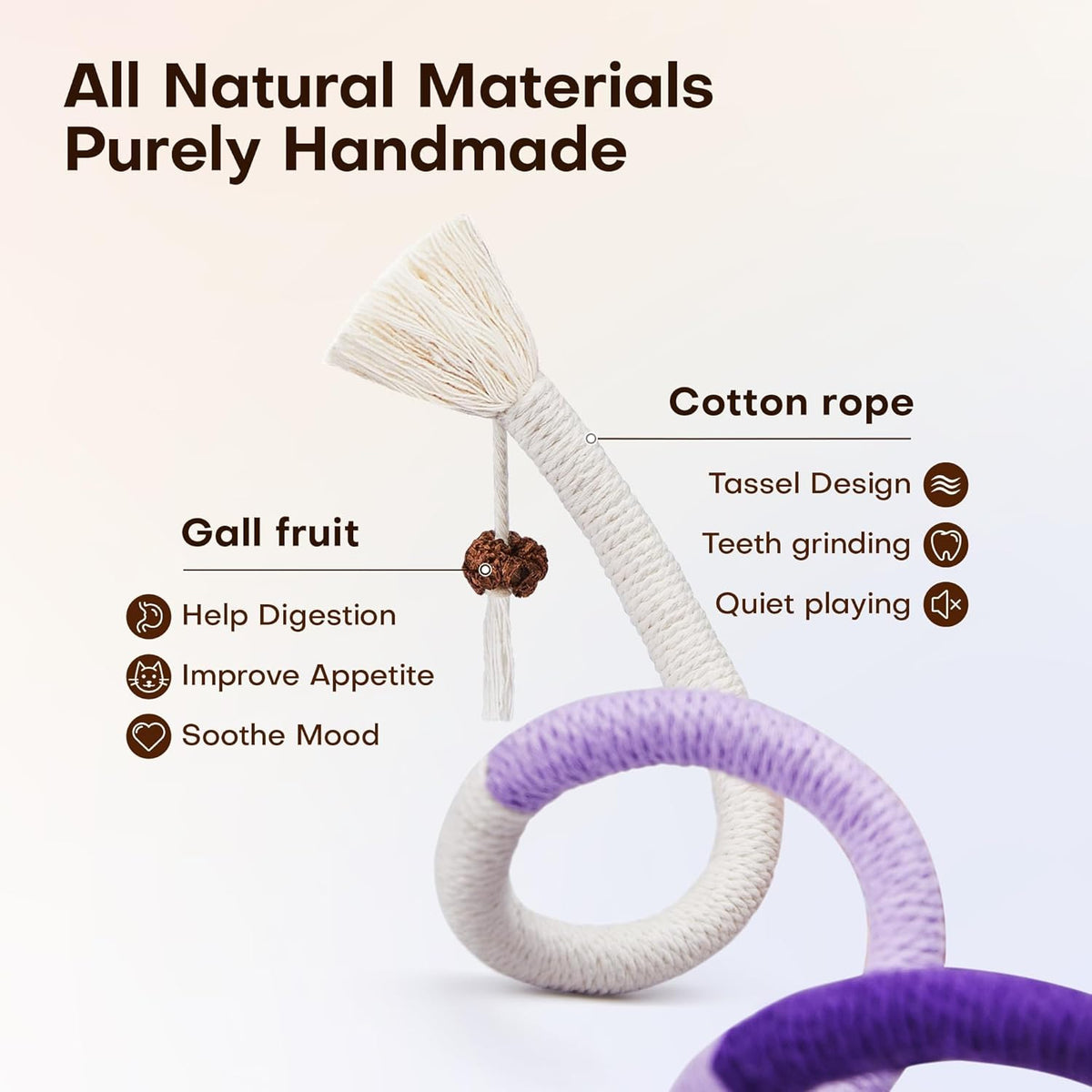 Potaroma Cat Toys Chew Ropes 3Pcs with Refillable Natural Catnip, Safe Teeth Cleaning Toy for Indoor Kittens,  - view 3