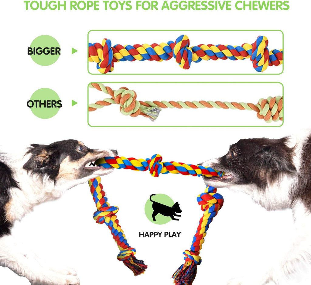 SHARLOVY Large Tough Chew Toys for Aggressive Chewers Large Breed,Heavy Duty Dental Rope Toys Kit for Medium D - view 3