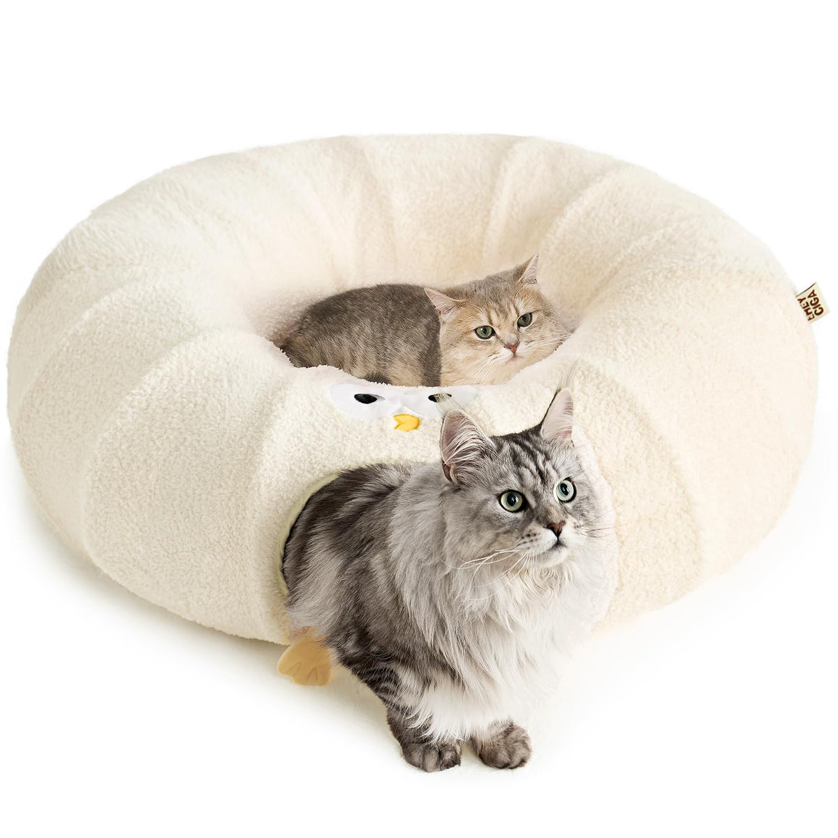 EHEYCIGA Cat Tunnel Bed for Indoor Cats, Cute Cat Donut Toy Tunnel for Small Large Cats with Washable Circle C