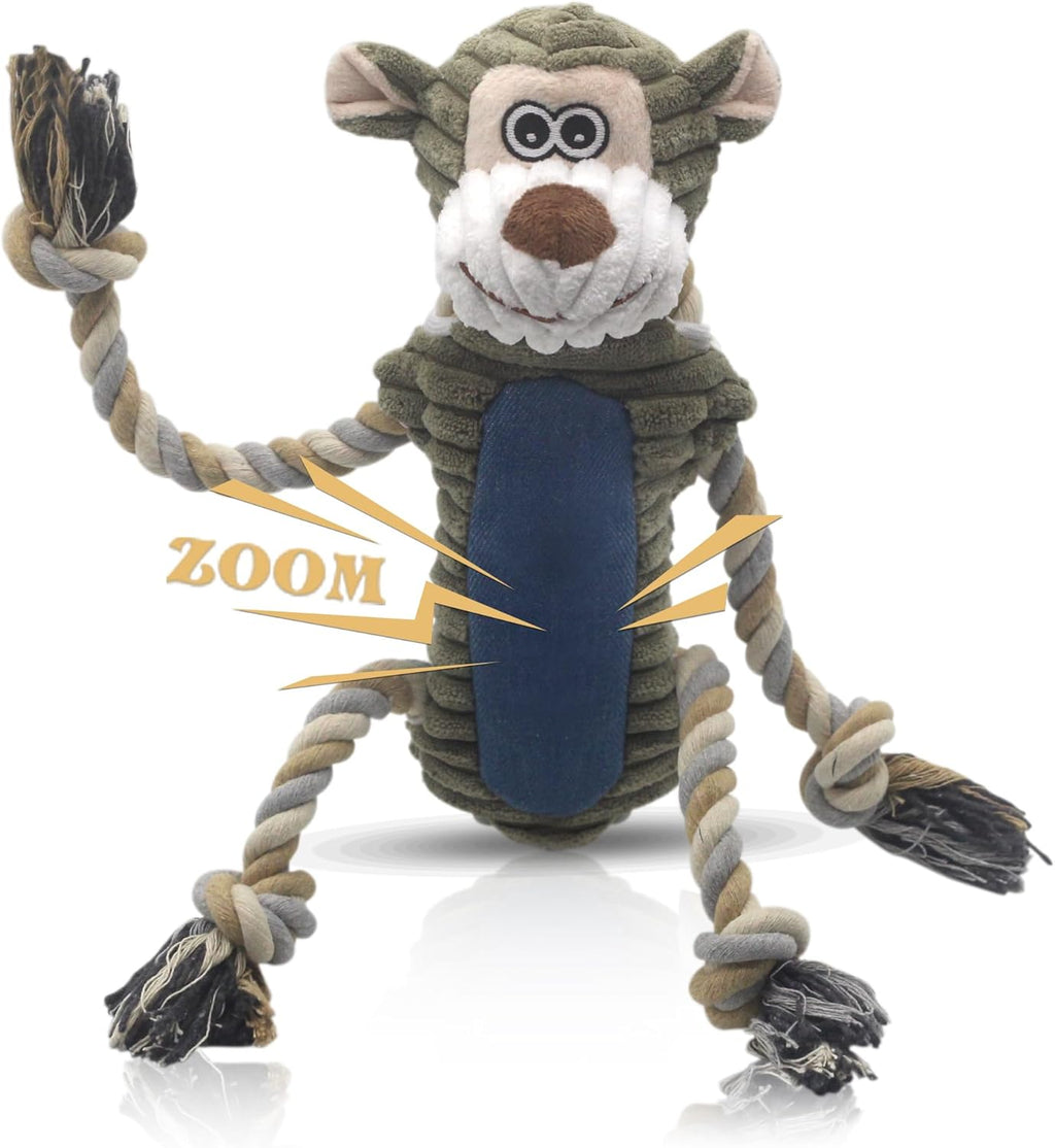 BUYPOW Funny Plush Dog Chew Toys, Squeaky Dog Toys, Interactive Tug of War Puppy Toys, Stuffed Dog Toys for Sm