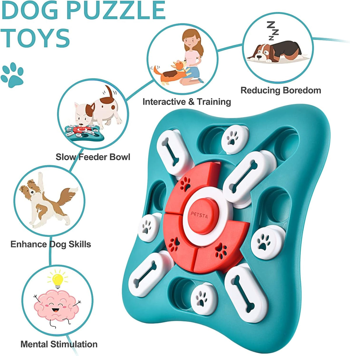 Dog Puzzle Toys, Treat Dispensing Dog Enrichment Toys for IQ Training and Brain Stimulation, Interactive Menta - view 5