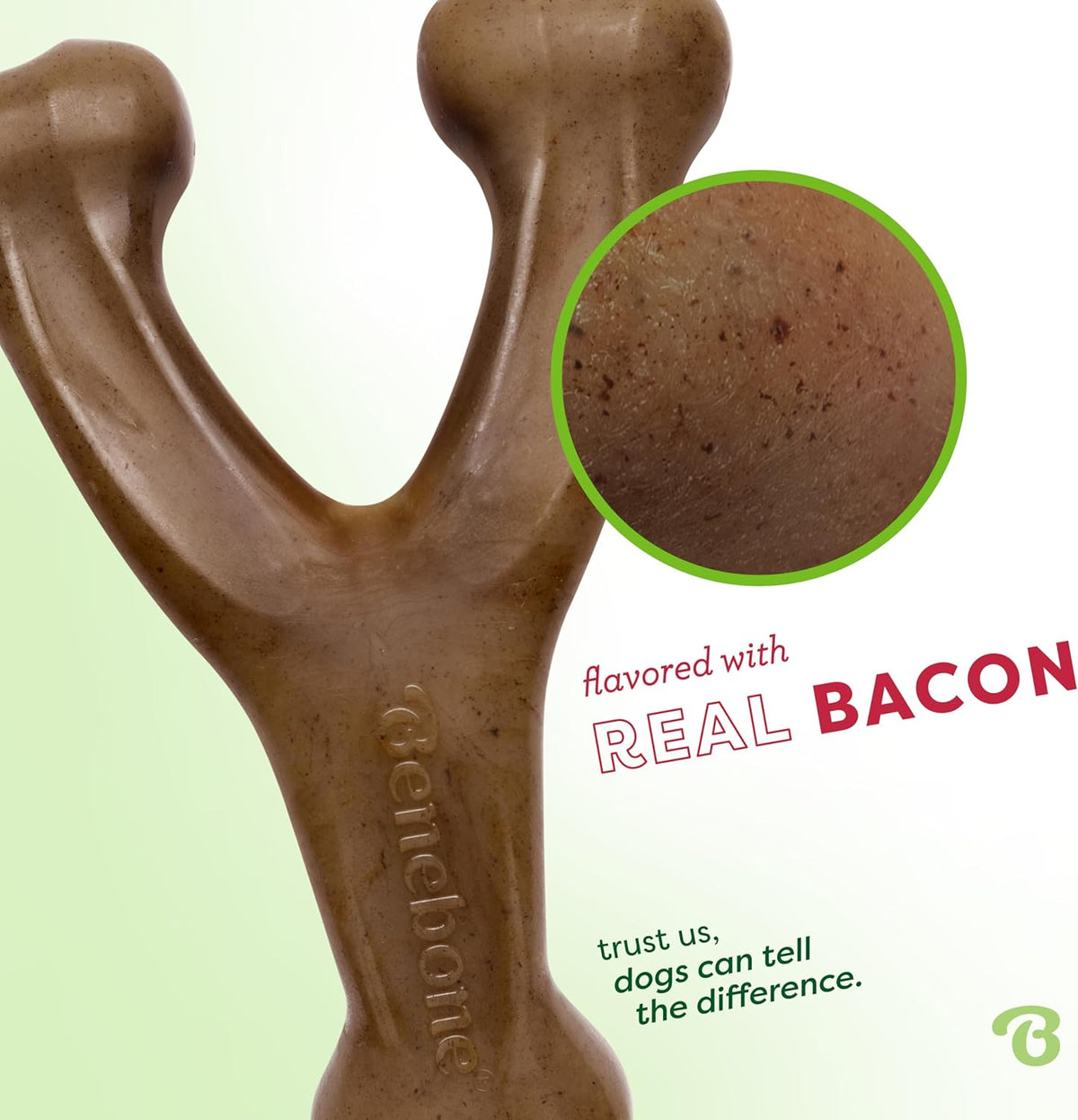 Benebone Wishbone Durable Dog Chew Toy for Aggressive Chewers, Real Bacon, Made in USA, Medium - view 3