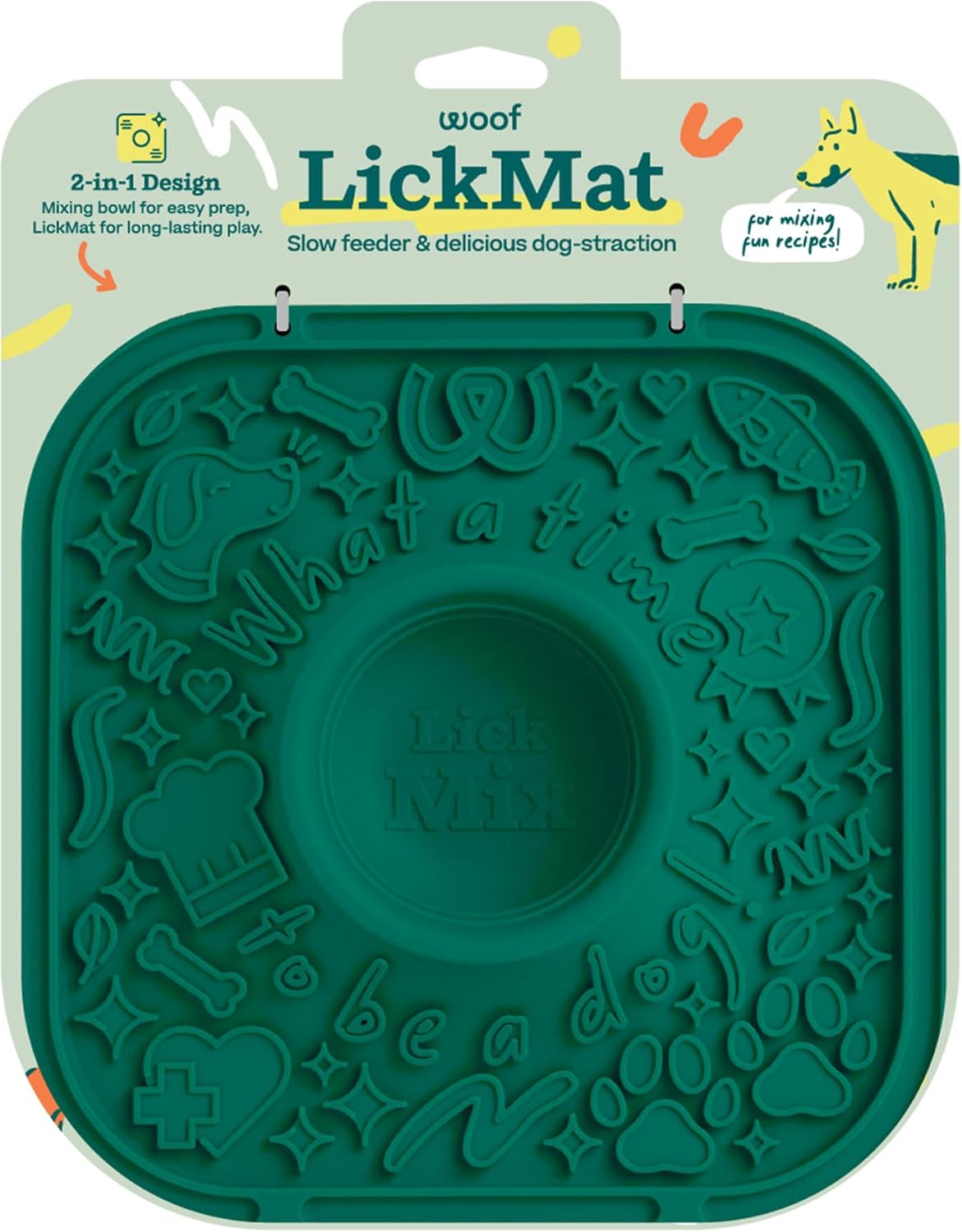 WOOF LickMat - Easy-to-Clean Lick Mat for Dogs - Slow Feeder Mat with Non-Slip Design - BPA-Free Silicone Lick