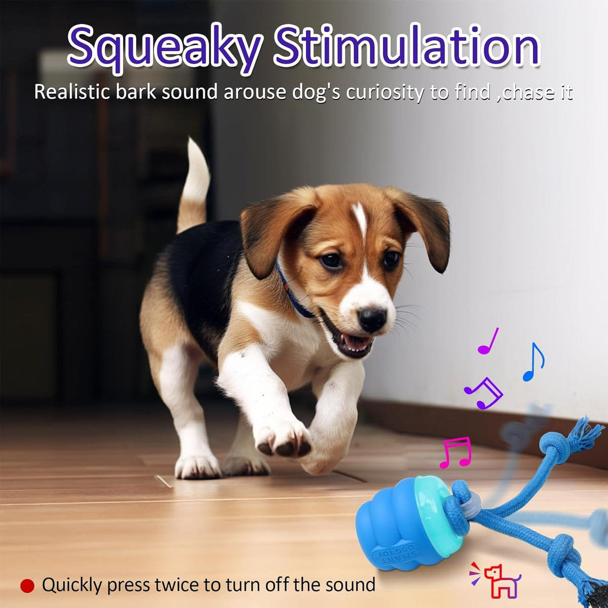 BENTOPAL Interactive Dog Toys Touch Activated Bouncing & Jumping Dog Ball with Rope, Squeaky Doggie Toys to Ke - view 4