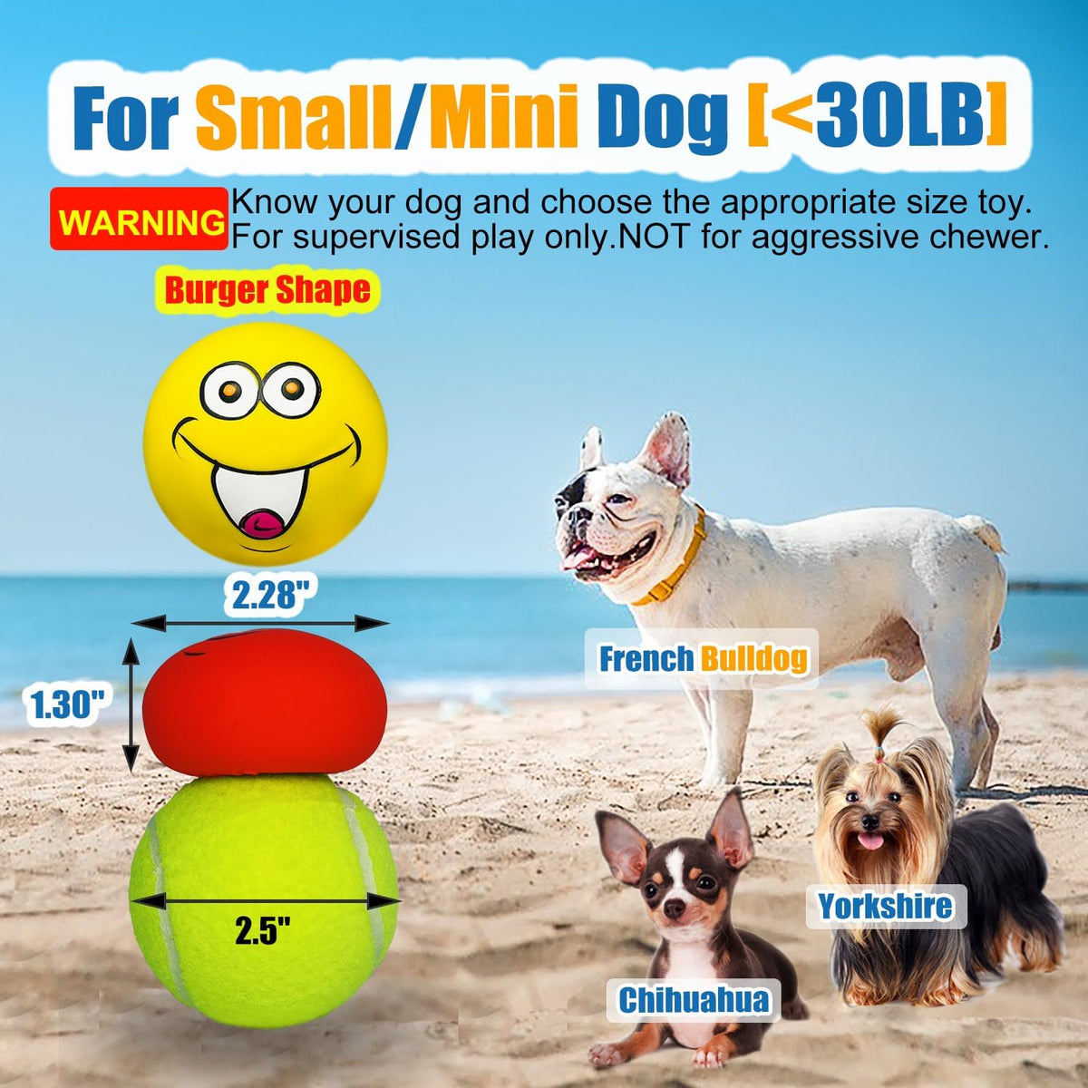 HOLYSTEED Latex Dog Squeaky Toys Rubber Soft Dog Toys Chewing Squeaky Toy Fetch Play Balls Toy for Puppy Small - view 2