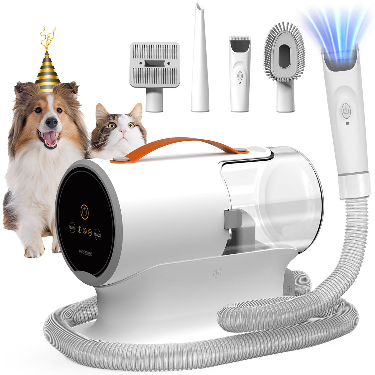 AIRROBO Dog Grooming Vacuum Kit,12000Pa Strong Pet Vacuum for Shedding,Grooming Hai,Quiet,PG100,2L Large Capac