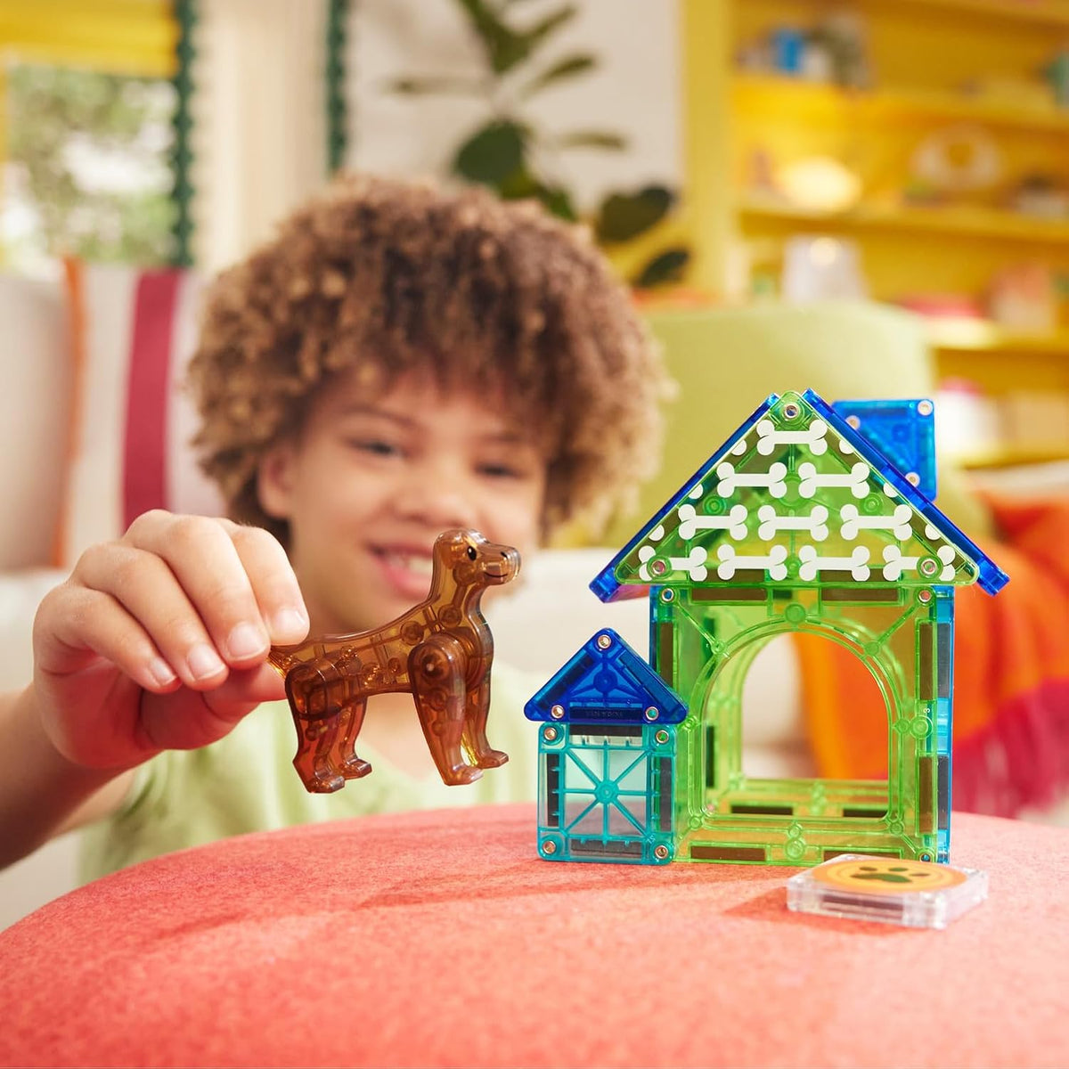 Magna-Tiles Dog House 13-Piece Magnetic Construction Set, The Original Magnetic Building Brand - view 4