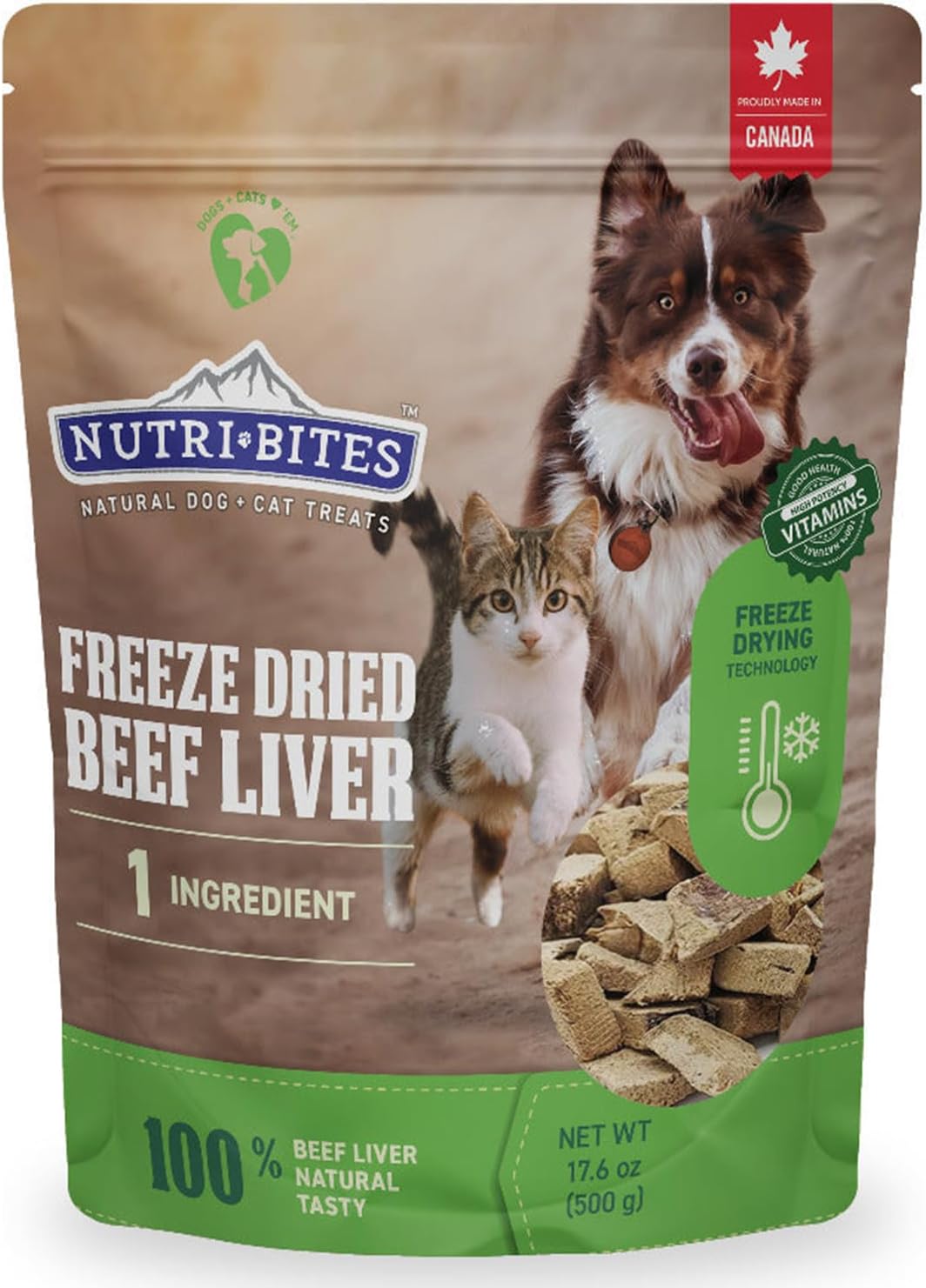 Nutri Bites Freeze Dried Beef Liver Dog & Cat Treats | Healthy Pet Training Treats or Food Topper | All Natura