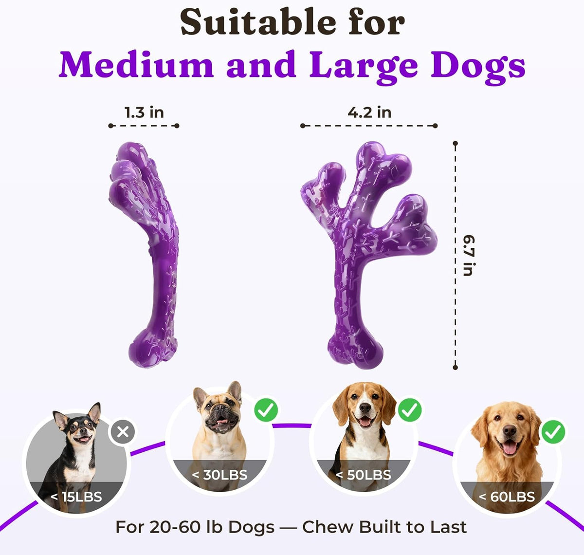 Frienhund Aggressive Chewers Dog Chew Toys - 2 Pack Tough Dog Toys for Aggressive Chewers Large Breed, Indestr - view 5