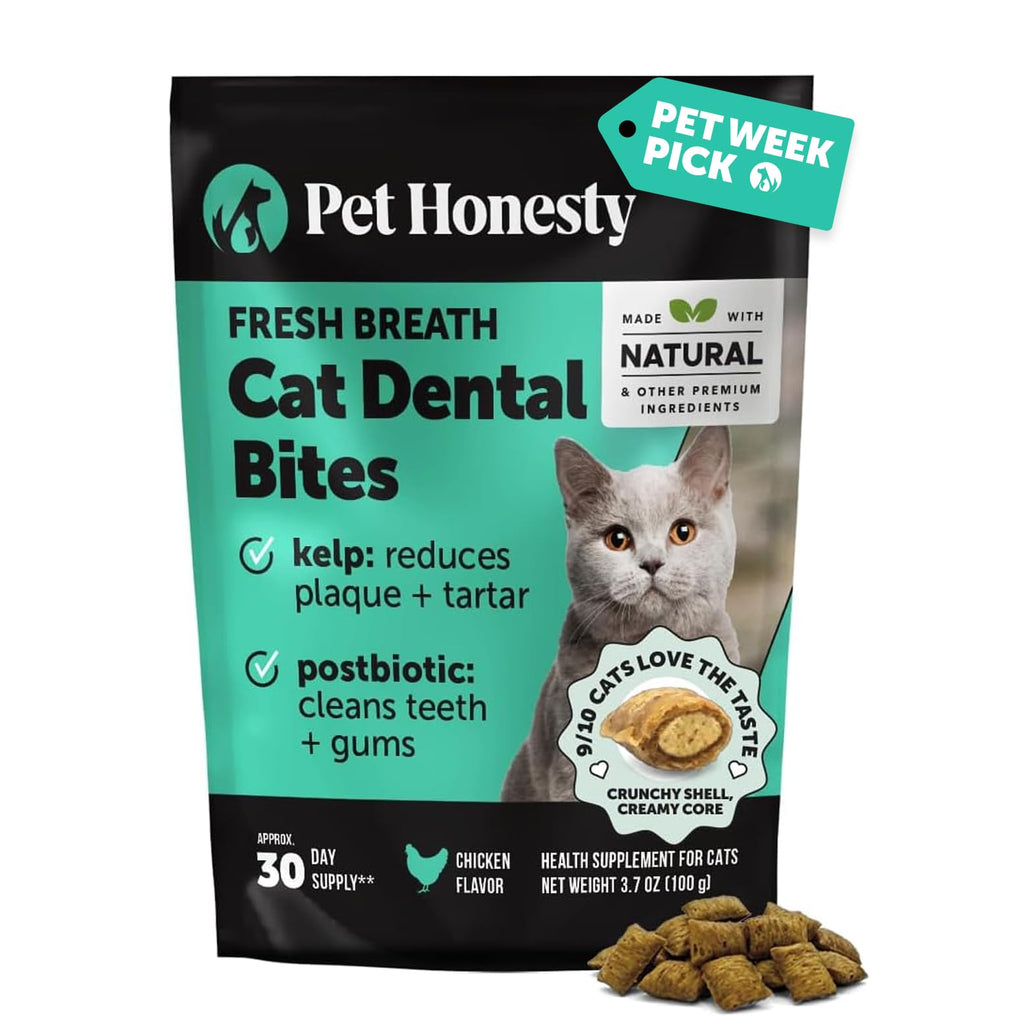 Fresh Breath Dental Bites for Cats – Crunchy & Creamy Cat Dental Treats for Fresh Breath, Tartar & Plaque Cont