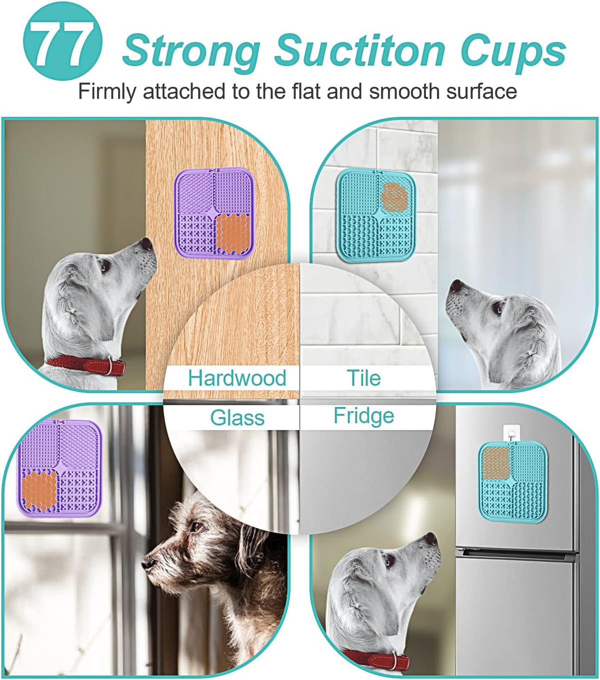 LUKITO Lick Mat for Dogs & Cats 2 Pack with Suction Cups, Dog Lick Mat for Anxiety Relief, Dog Toys to Keep Th - view 2