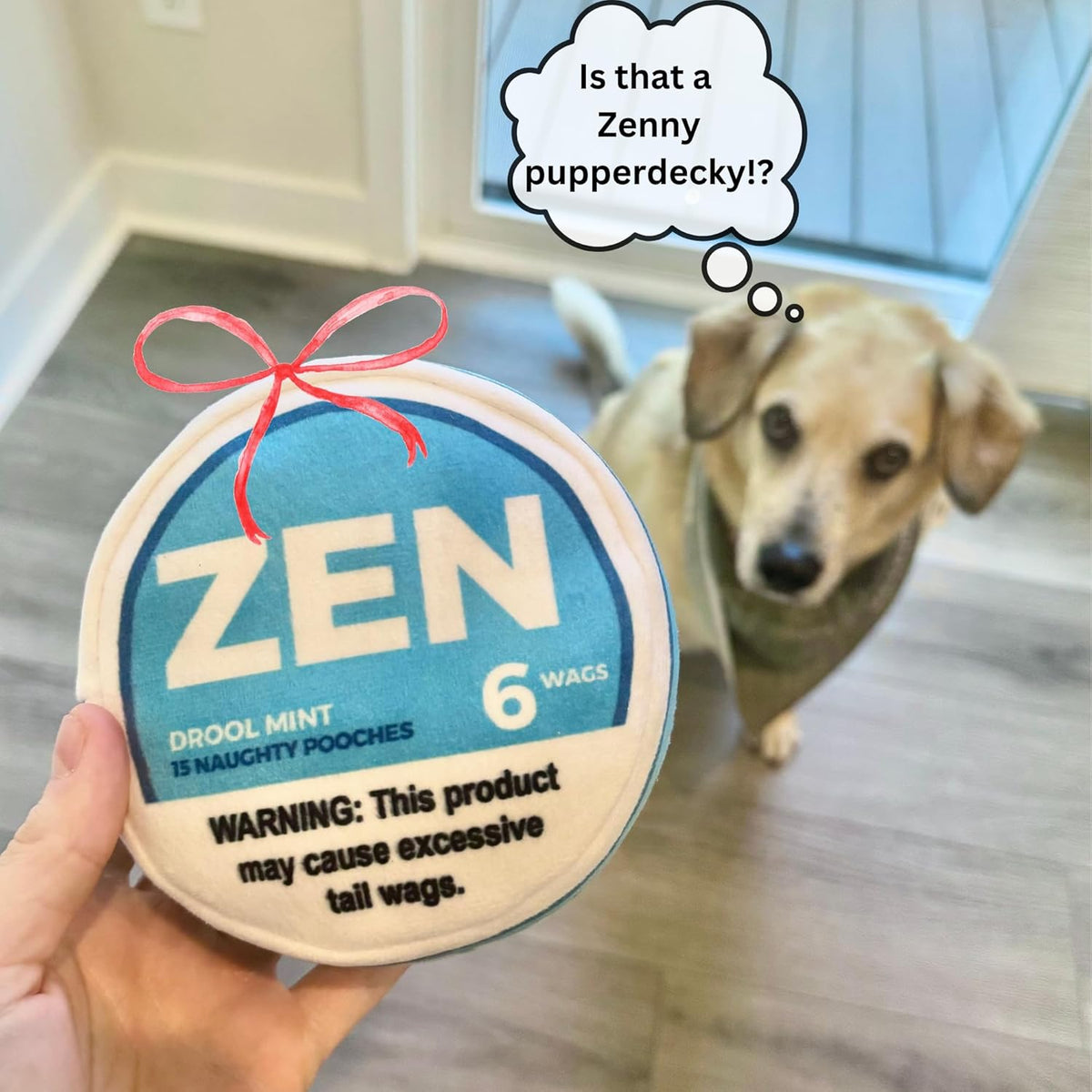 Nestpark Zen Pupper Deckies Parody Dog Toy - Plush Squeaky and Crinkle Funny Dog Toy - Drool Mint - view 2