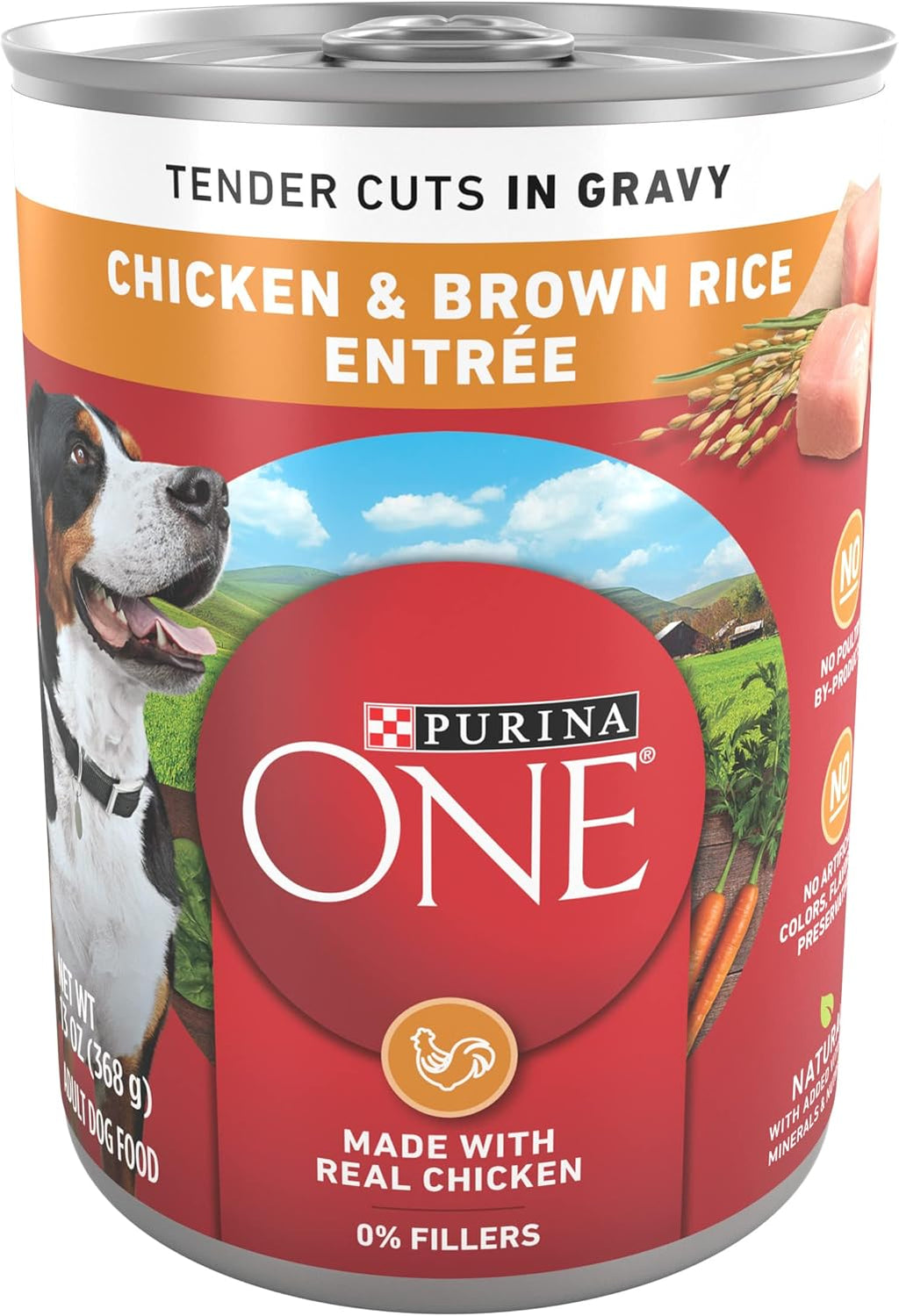 Purina ONE Natural High Protein Dog Food, Tender Cuts in Gravy Chicken and Brown Rice Entrée - 13 Ounce (Pack 
