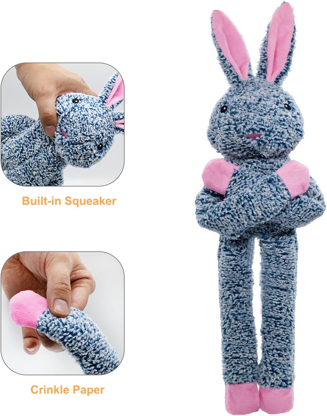 BUYPOW No Stuffing Dog Toys for Large Dogs, 5 Pack Squeaky Crinkle Interactive Dog Animals, Plush Teething Toy - view 2