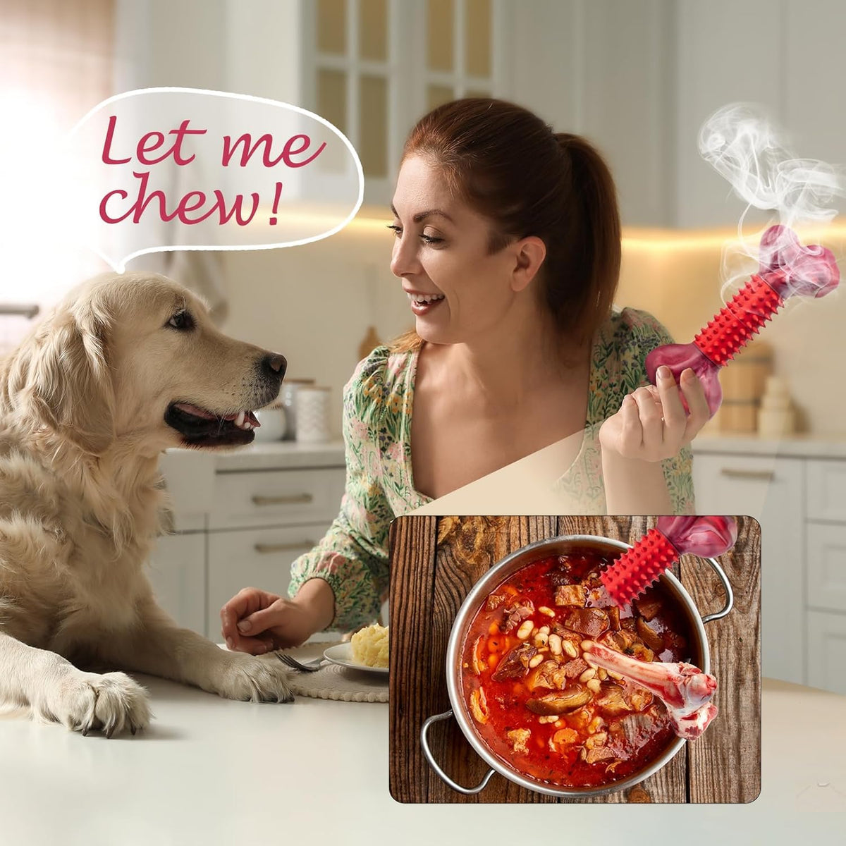 Apasiri Tough Dog Toys for Aggressive Chewers Beef Flavor: 8" Dog Chew Bone for Large Breed, Nylon & Rubber Ch - view 3