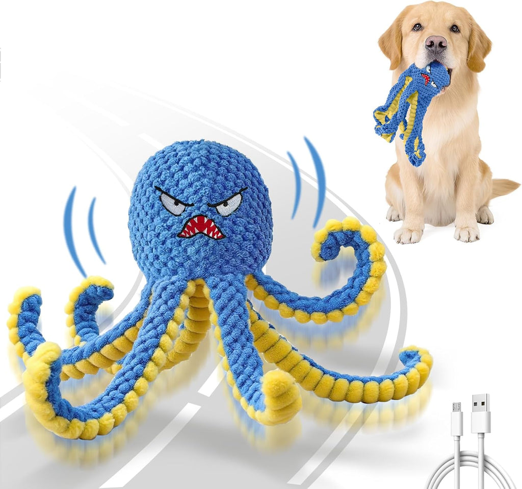 Interactive Dog Toys Octopus,Durable Automatic Jumping Dog Toy to Keep Them Busy,Squeaky Moving Tug of War Dog
