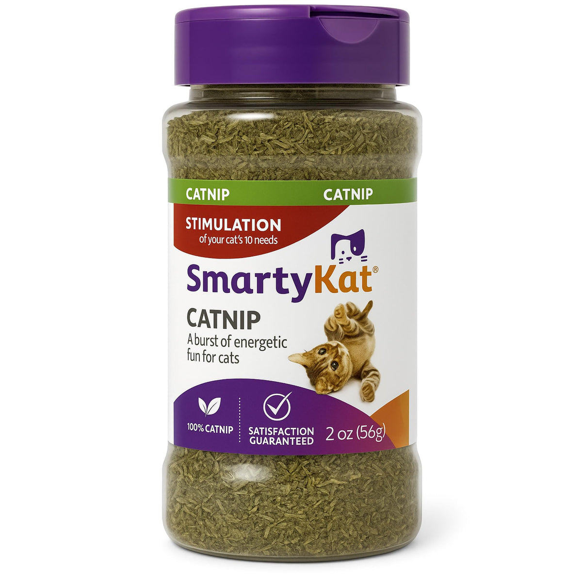 SmartyKat Natural Catnip Canister, 100% Natural Cat Nip for Cats, Premium Dried Catnip for Indoor Cats, Positi