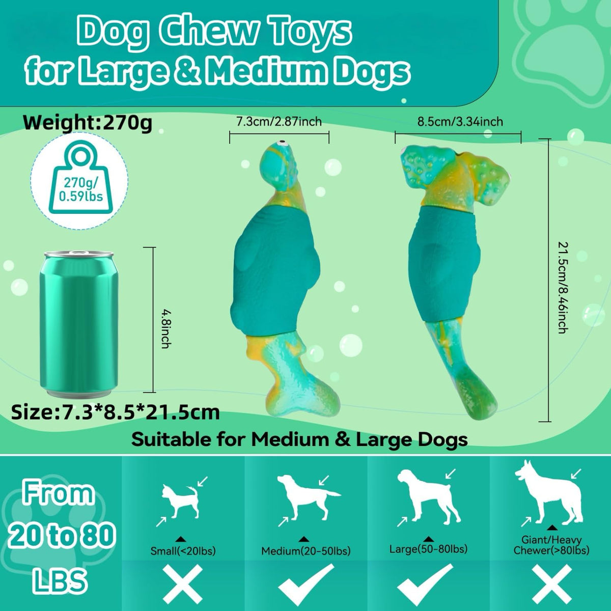 Dog Toys for Aggressive Chewers, Interactive Dog Chew Toys for Large Dogs, Squeaky Chew Toys to Keep Them Busy - view 2