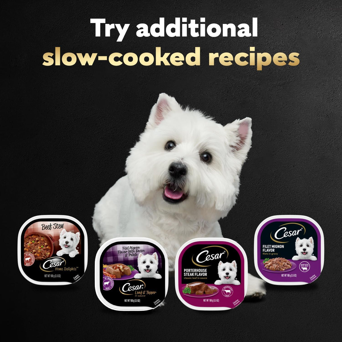 Cesar Wet Dog Food Steak Lovers Variety Pack, Adult, Wet Food for Dogs with Real Meat, 3.5 oz Easy Peel Trays, - view 7