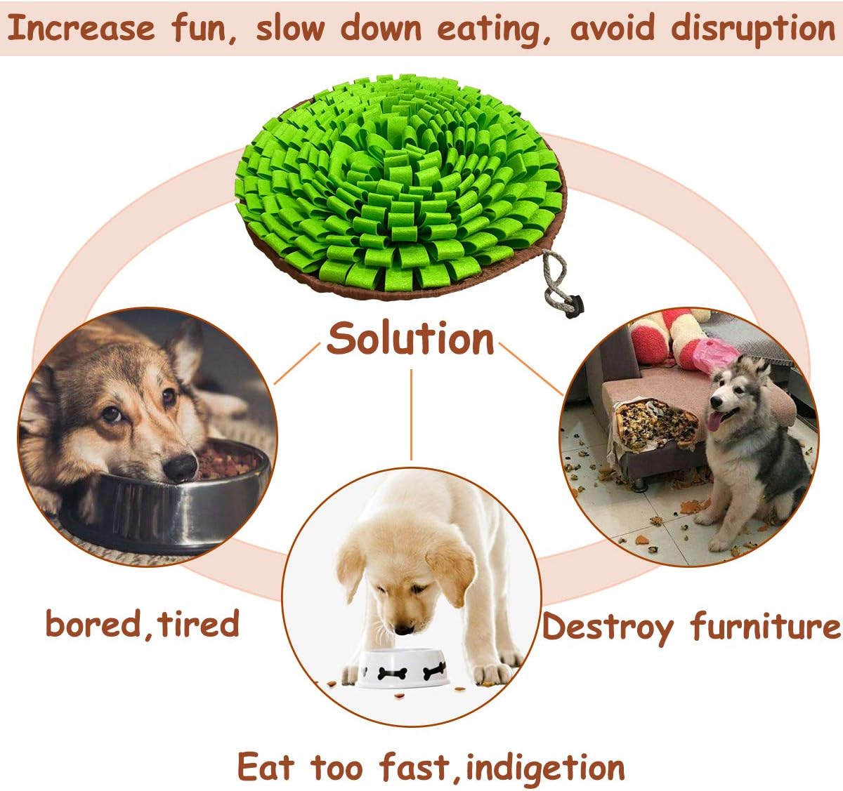 Pet Snuffle Mat for Dogs,Interactive Feed Puzzle for Boredom,Encourages Natural Foraging Skills for Cats Rabbi - view 4
