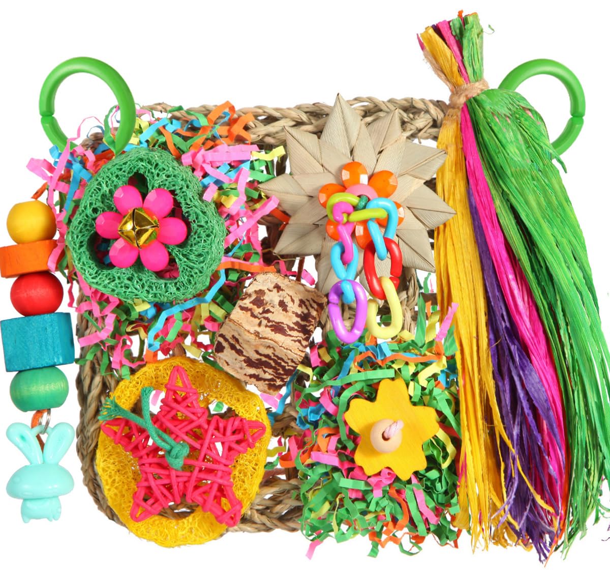 Bird Toys, Parakeet Toys Bird Foraging Toys Grass Mat Climbing Wall for Parakeet,Parrot,Cockatiel,Conure,Loveb