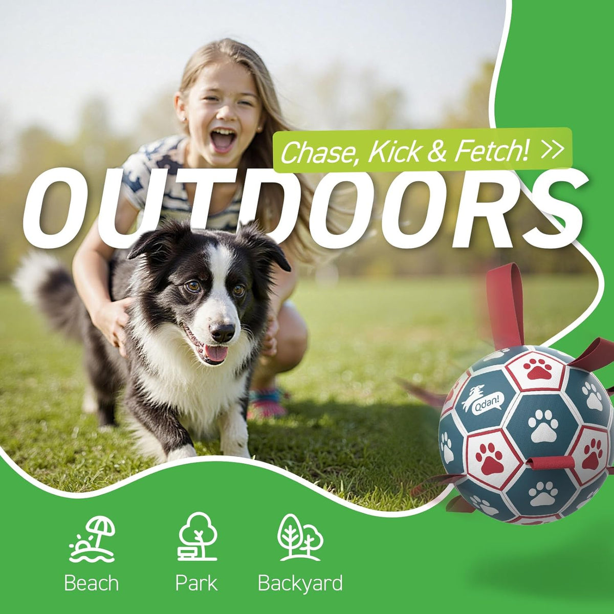 QDAN Dog Balls, World Cup Soccer Ball with Straps, Durable Herding Balls for Small Medium Pet, Puppy Birthday  - view 7