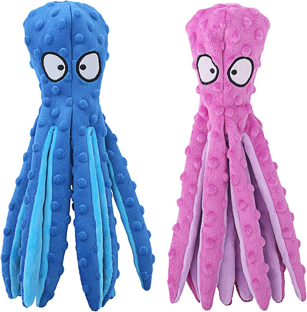 HGB Squeaky Dog Toys - Octopus No Stuffing Crinkle Plush Large Dog Toys to Keep Them Busy, Interactive Puppy T
