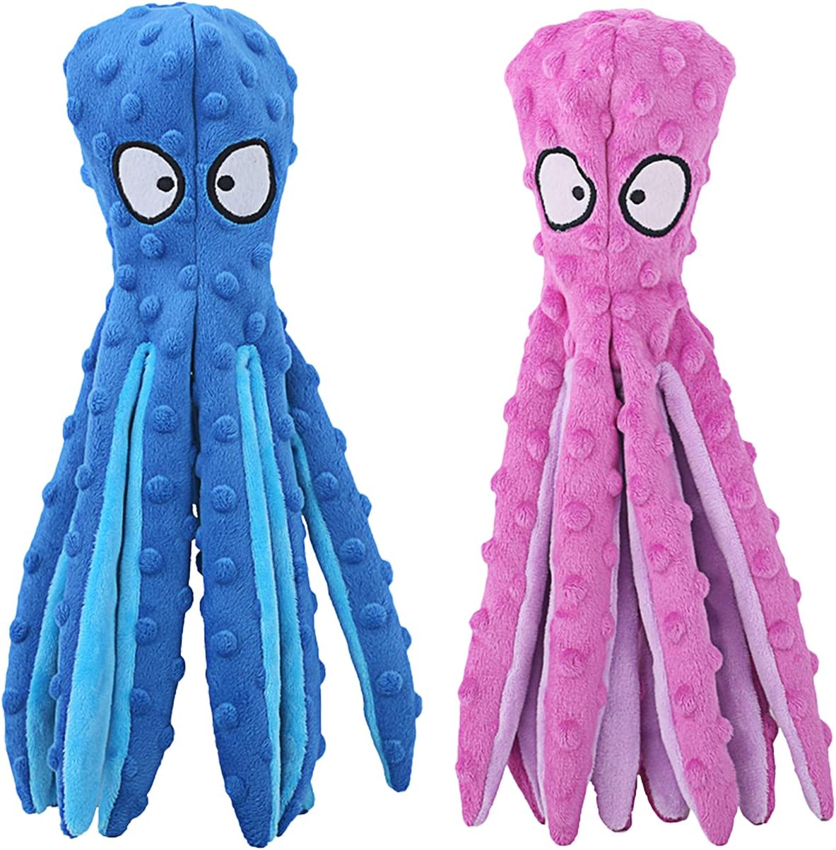 HGB Squeaky Dog Toys - Octopus No Stuffing Crinkle Plush Large Dog Toys to Keep Them Busy, Interactive Puppy T