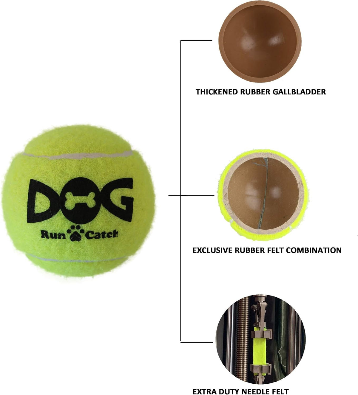 Tennis Balls for Dogs - 12 Pack 2.5'' Durable Non-Toxic Outdoor Dog Toys Balls with Mesh Bag, SGS Certified, C - view 9