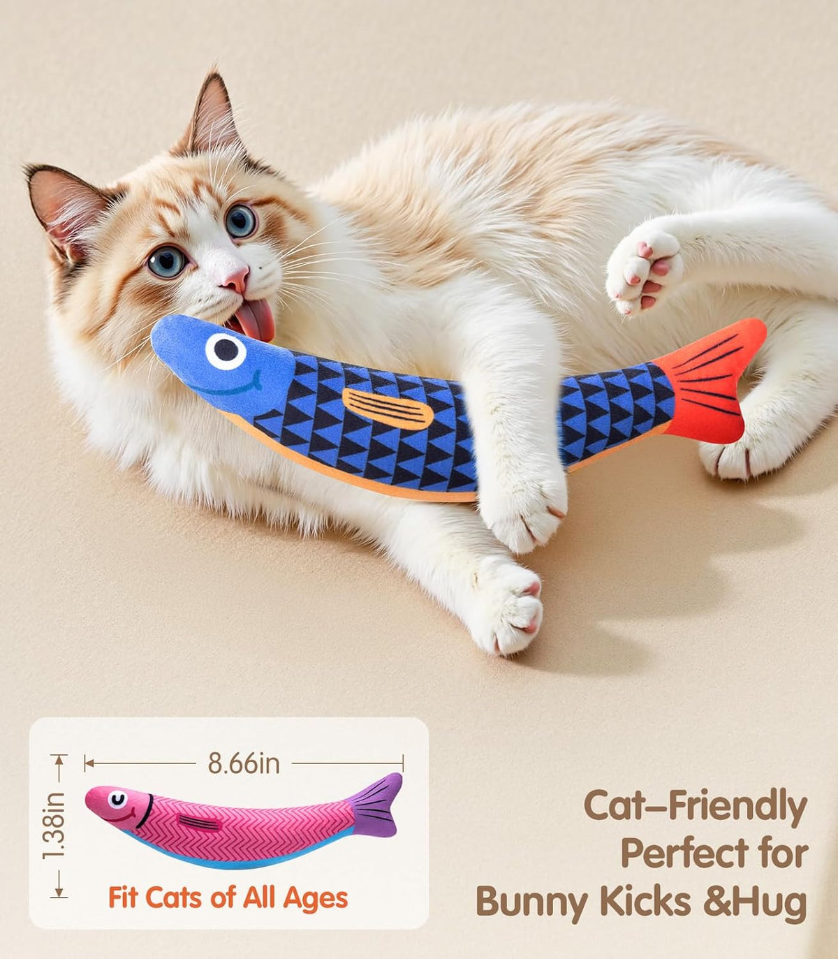 Cat Toys with[5000mg A+Natural Catnip &Silvervine] [Baby Grade] Interactive Soft Chew Kicker Cat Toys for Indo - view 4