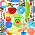 Dog Toys 25 Pack for Fun and Teeth Cleaning, Puppy Chew Toys Pack with Squeak Plush Toy,Squeaky Toy Balls,Tug 