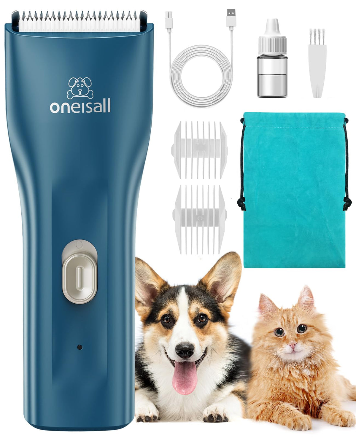 oneisall Pet Clipper for Cat Matted Hair, Pet Shaver for Cats Quiet Pet Clippers Waterproof Cordless Cat Clipp