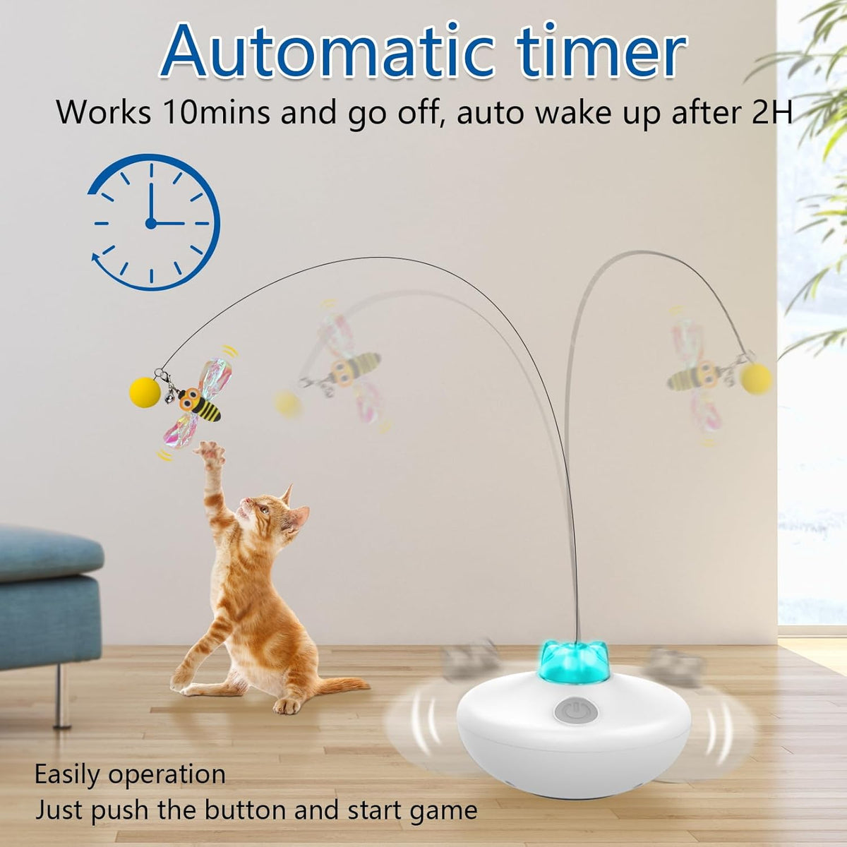 Oxawo Interactive Cat Toys Cat Exercise Tumbler, Rechargeable Cat Toys for Indoor Cats Spin Butterfly Game Tea - view 2