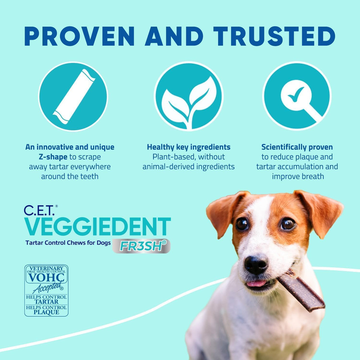 Virbac C.E.T. VEGGIEDENT FR3SH Tartar Control Chews for Dogs, Medium, Beef, 1.6 pounds - view 6