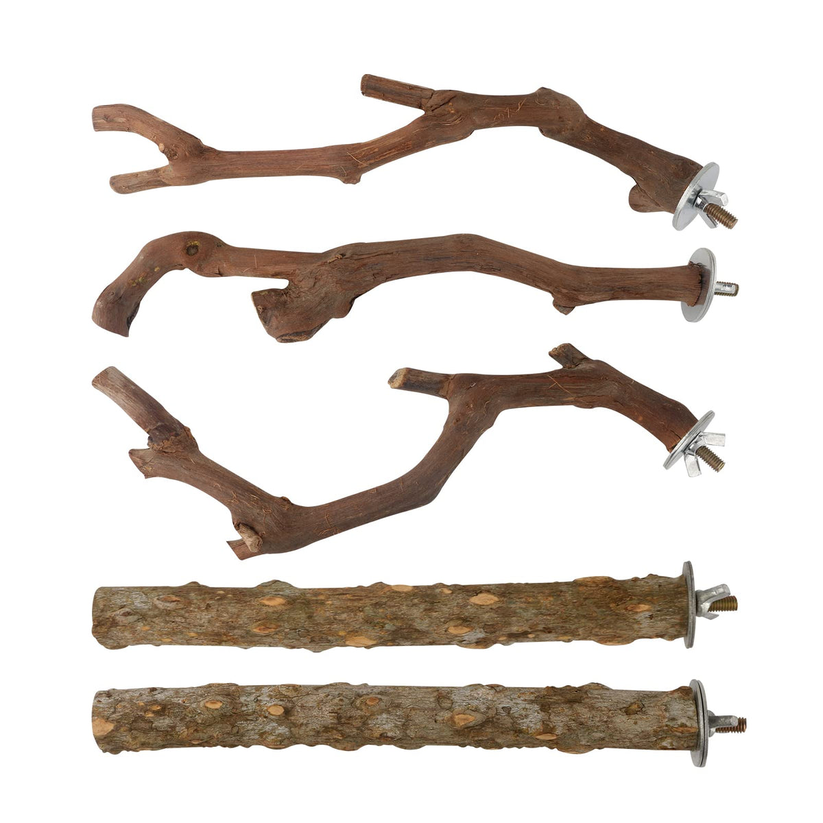 5PCS Bird Perch Stand Natural Wooden Parrot Stand Branch,3 Grape Wood Perch,2 Stand,Paw Grinding Fork Parakeet