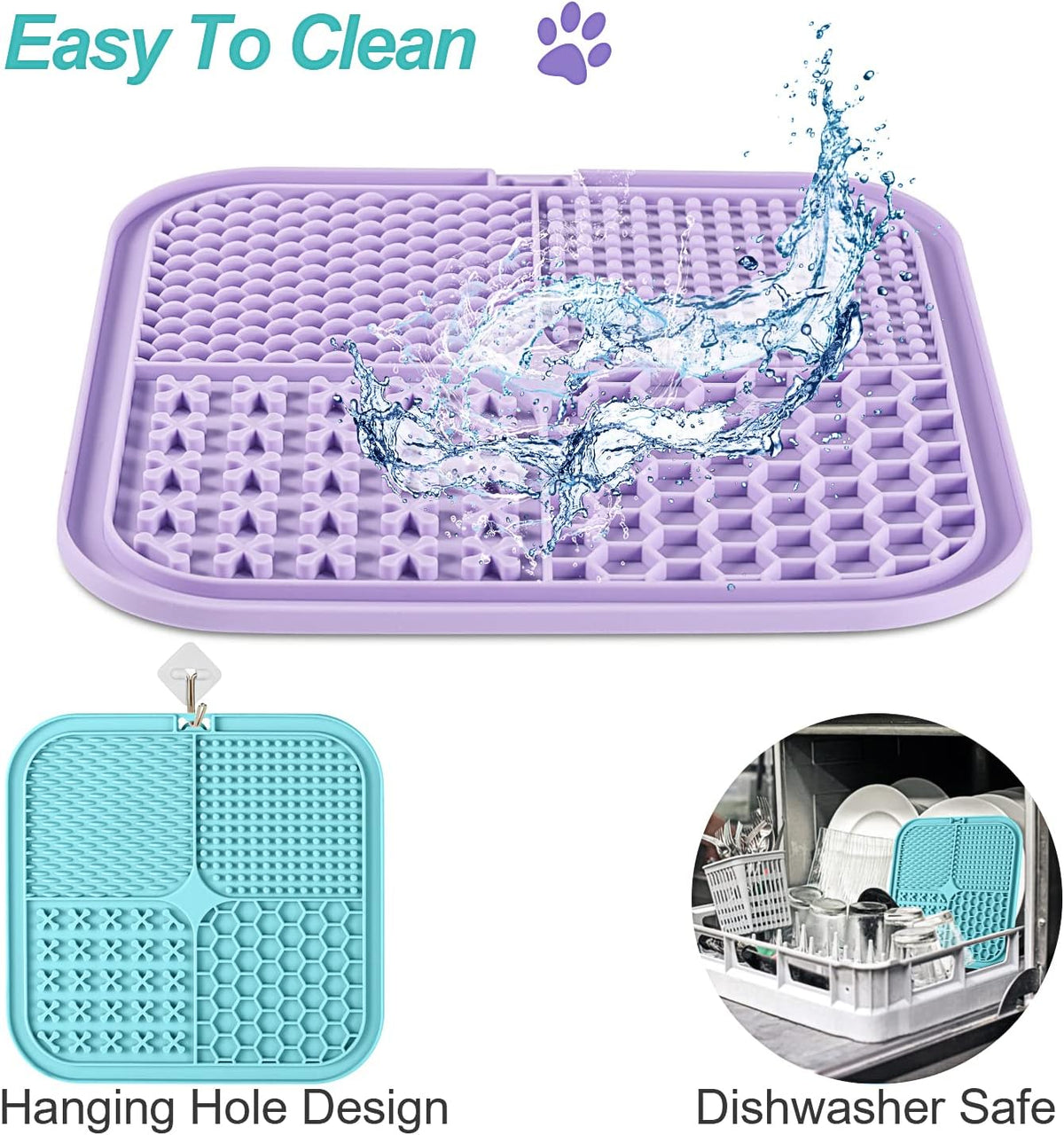 LUKITO Lick Mat for Dogs & Cats 2 Pack with Suction Cups, Dog Lick Mat for Anxiety Relief, Dog Toys to Keep Th - view 6