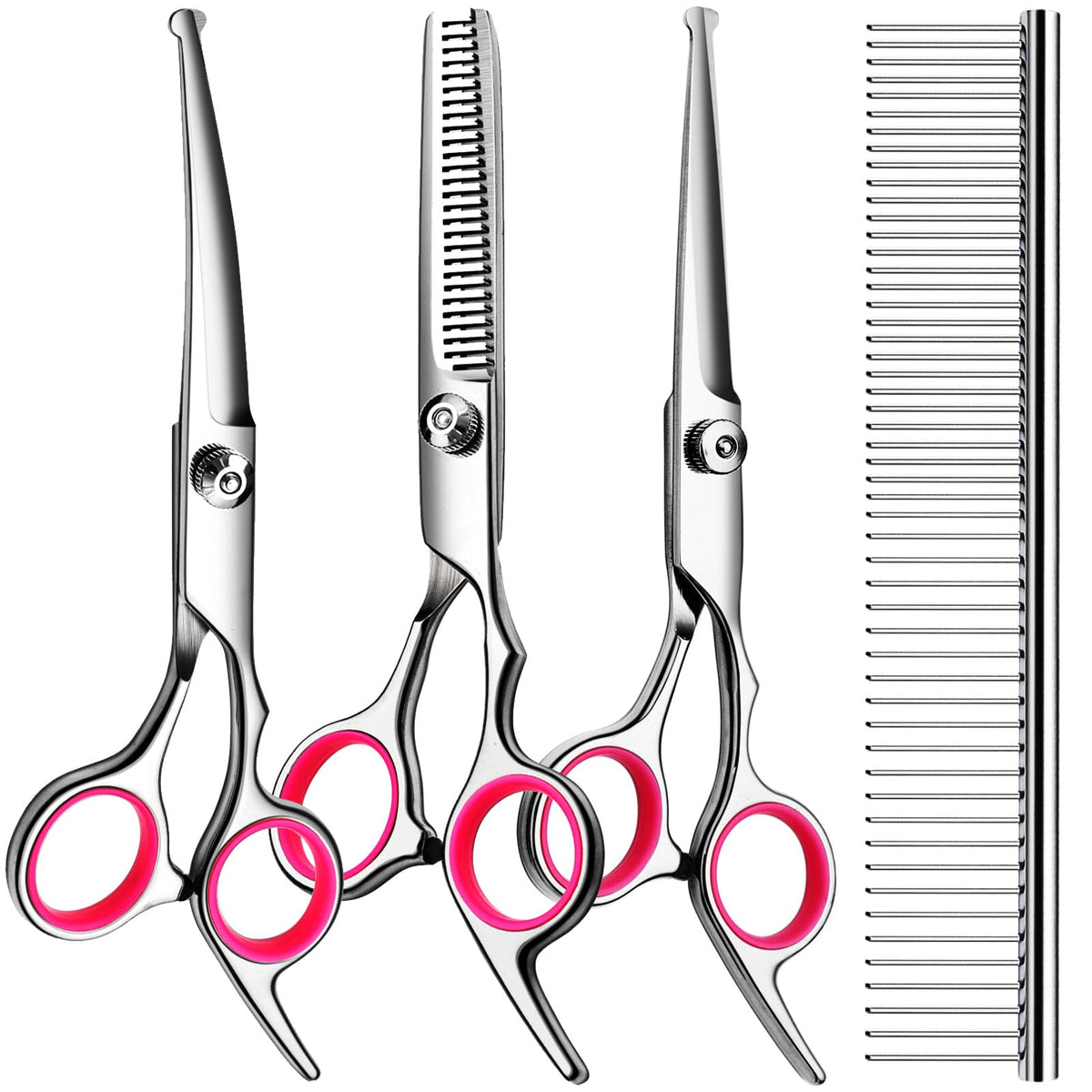 TINMARDA 5 in1 Dog Grooming Scissors Kit, Professional Dog Scissors for Grooming with Safety Round Tips, Titan