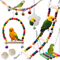 Bird Toys for Parakeets 7Pcs, Wood Parrots Budgie Cage Accessories, Bird Perch Swings for Small Conure Cockati