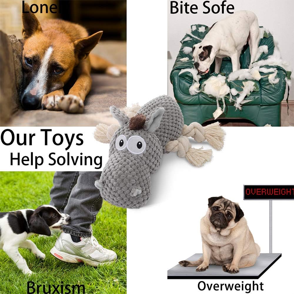 Dog Toy, Large Dog Squeaky Toys, Stuffed Animal Dog Plush Toy for Puppy, Small, Middle, Large Dogs (Donkey(Gre - view 5