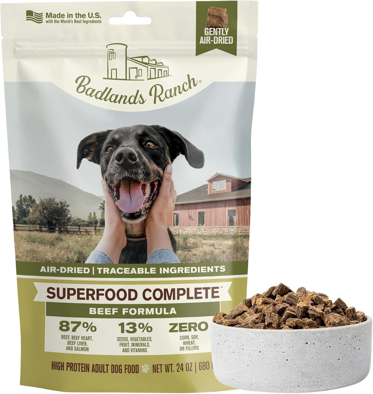 BADLANDS RANCH by Katherine Heigl – Superfood Complete Air-Dried Beef Dog Food – High Protein with Superfoods 