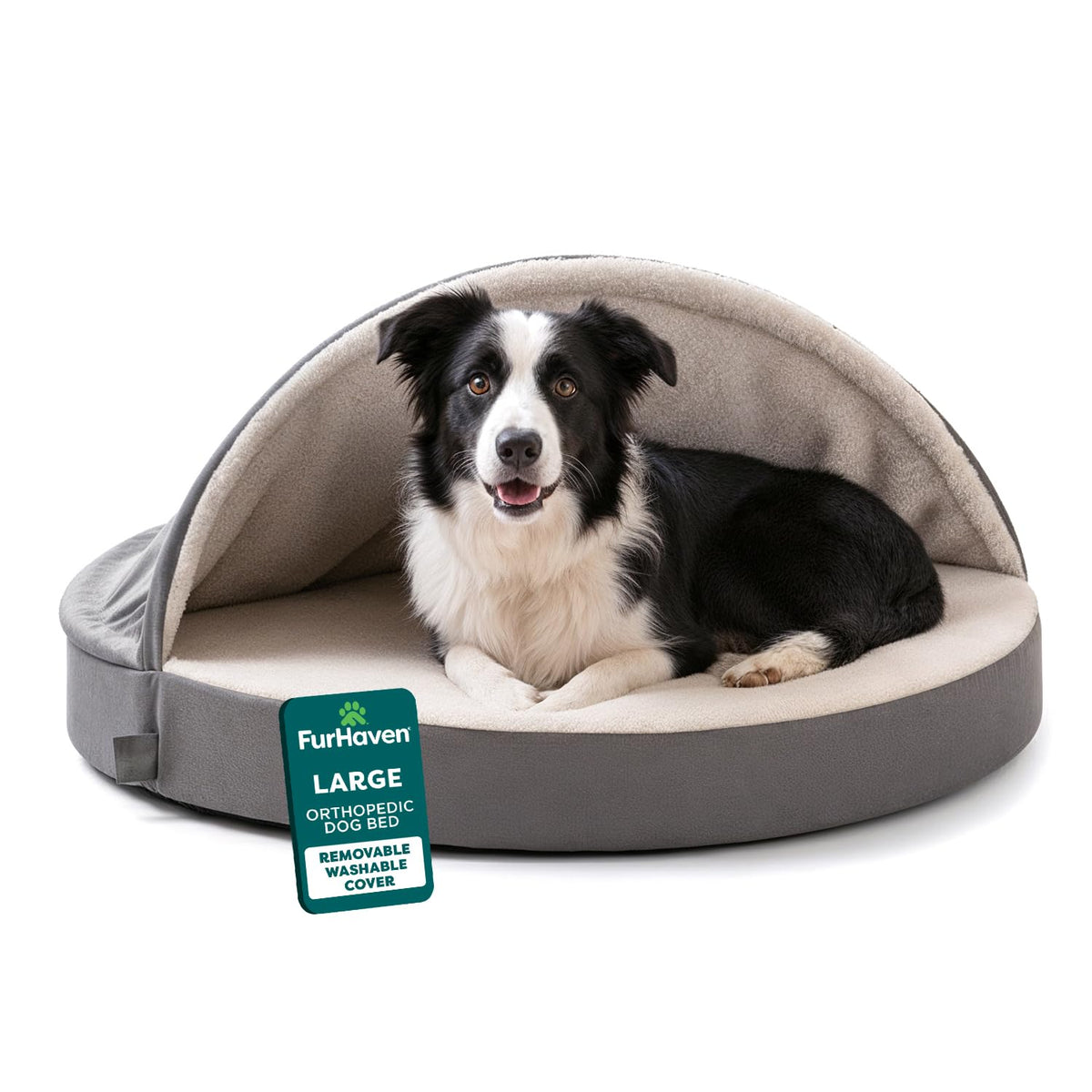 FurHaven Round Orthopedic Dog Bed for Large Dogs, Egg Crate with a Solid Orthopedic Foam Base with Attached Bl