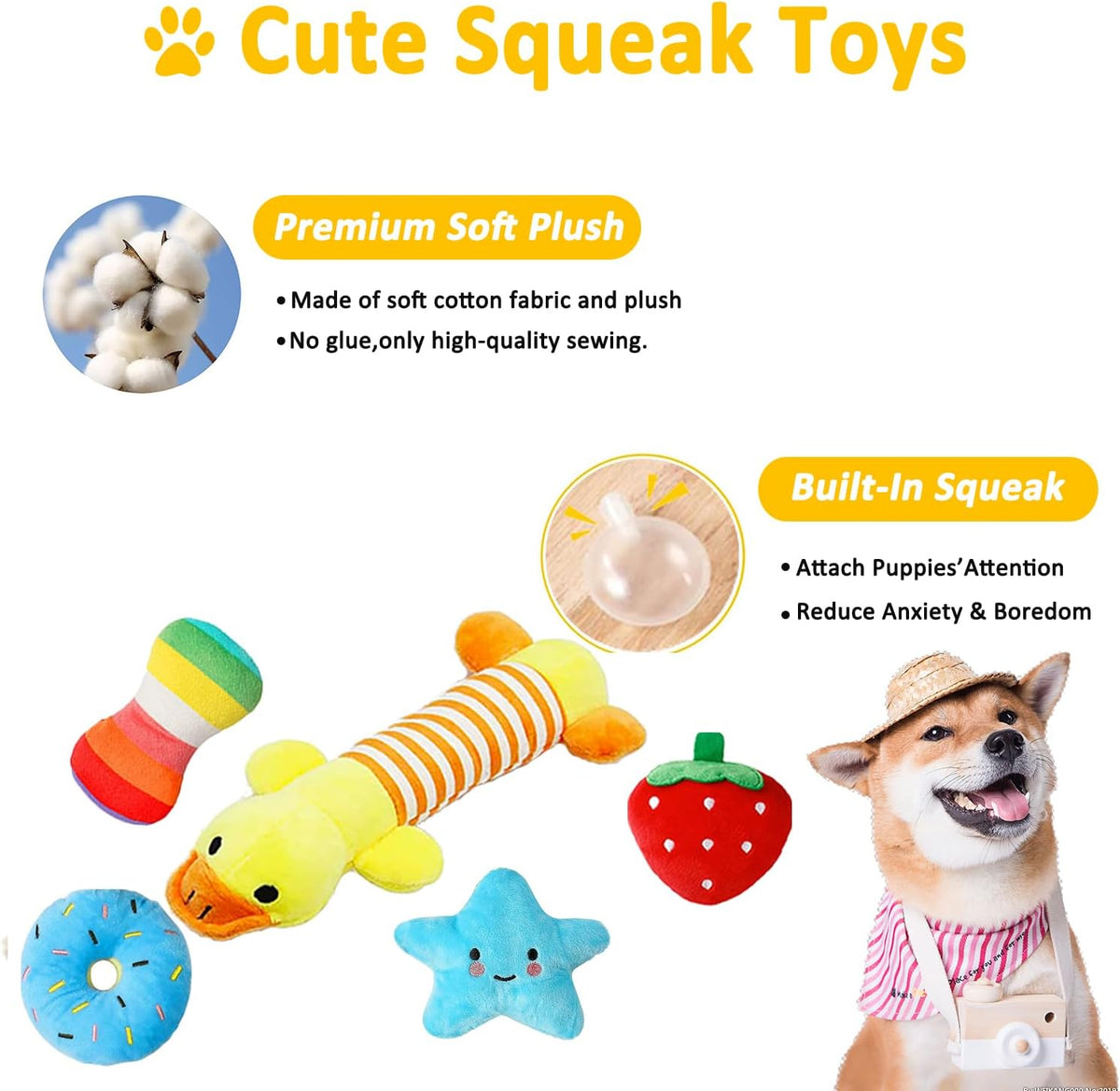Dog Toys 25 Pack for Fun and Teeth Cleaning, Puppy Chew Toys Pack with Squeak Plush Toy,Squeaky Toy Balls,Tug  - view 4