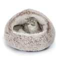 CATISM Plush Hooded Cat Bed, Calming Nest, Self-Warming Cave, Cozy Pod for Indoor Cats or Small Dogs, Removabl
