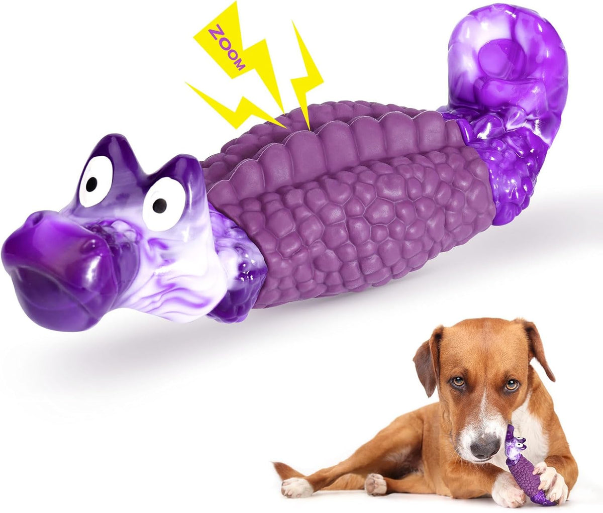Tough Dog Chew Toys for Aggressive Chewers, Squeaky Indestructible Dog Toy for Large Dogs to Keep Them Busy & 