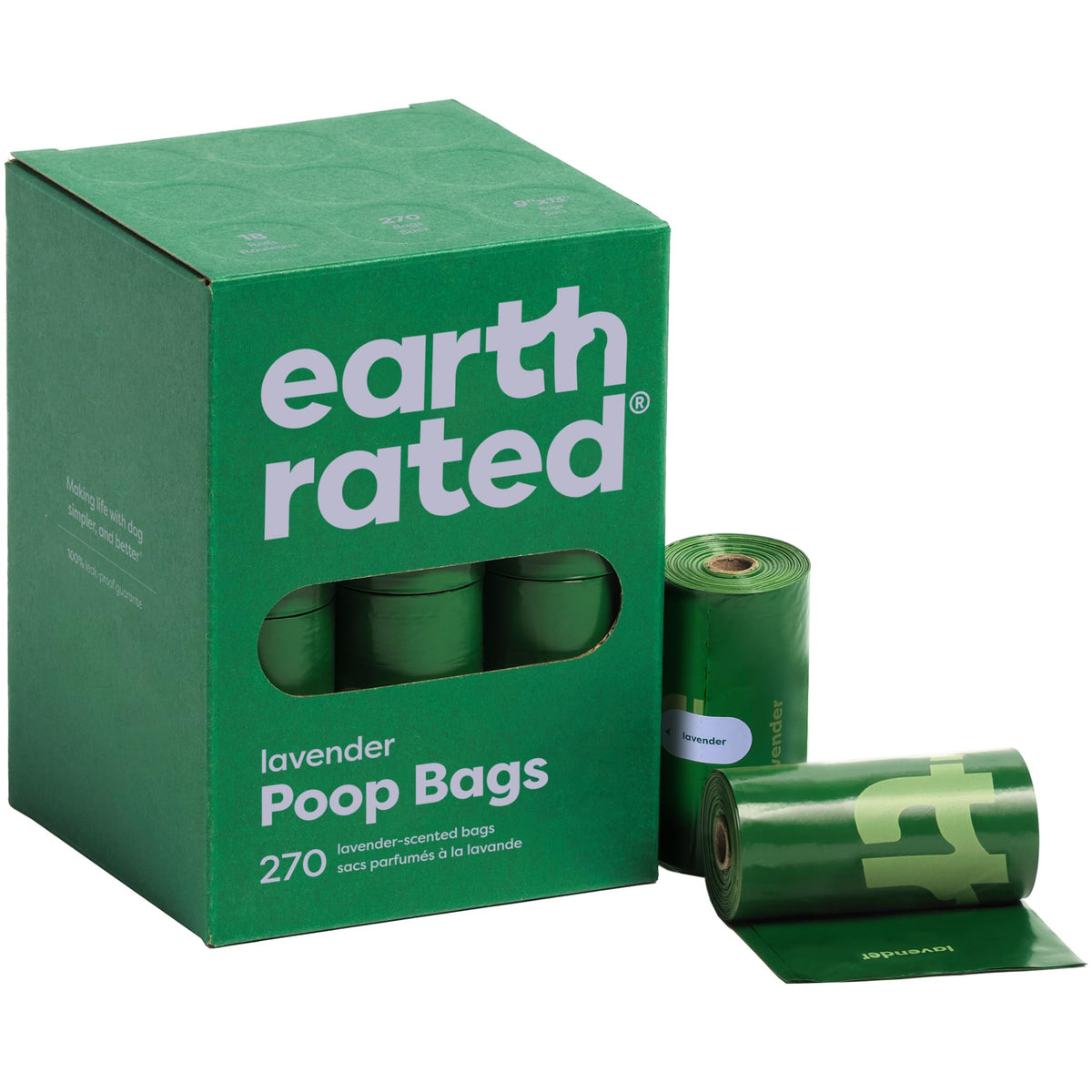 Earth Rated Poop Bags for Dogs, Guaranteed Leak Proof and Extra Thick Waste Bag Refill Rolls, Lavender Scented