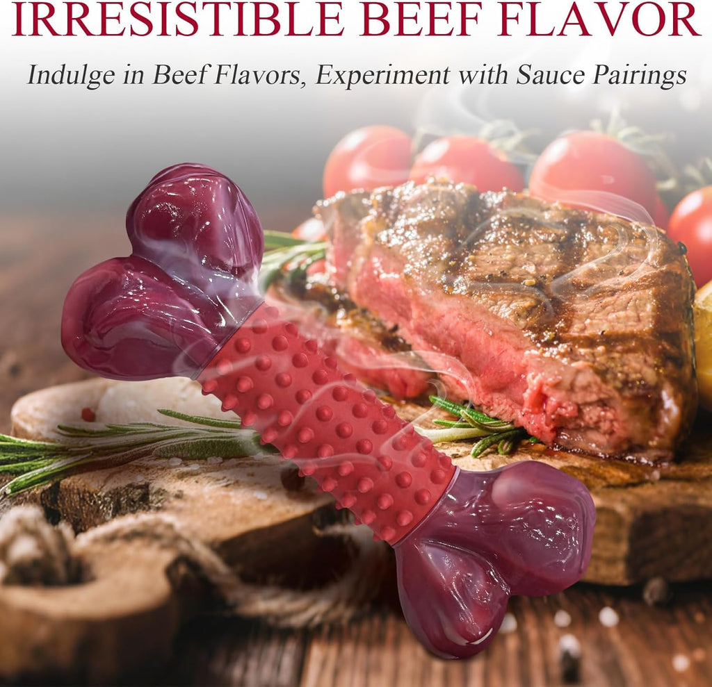 Apasiri Tough Dog Toys for Aggressive Chewers Beef Flavor: 8" Dog Chew Bone for Large Breed, Nylon & Rubber Ch - view 5