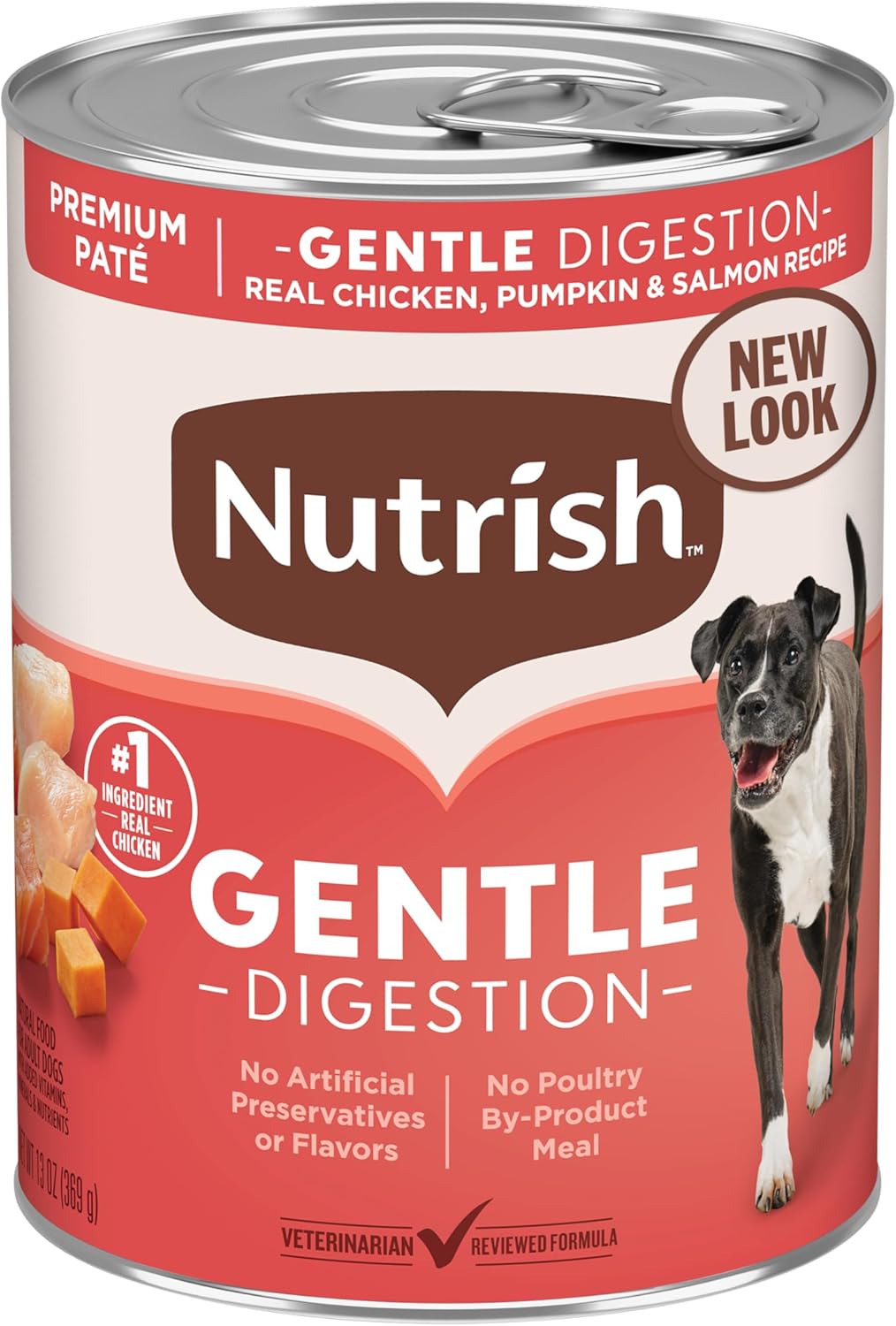 Nutrish Gentle Digestion Premium Paté Wet Dog Food, Real Chicken, Pumpkin & Salmon Recipe, 13 oz. Can, 12 Coun - view 4