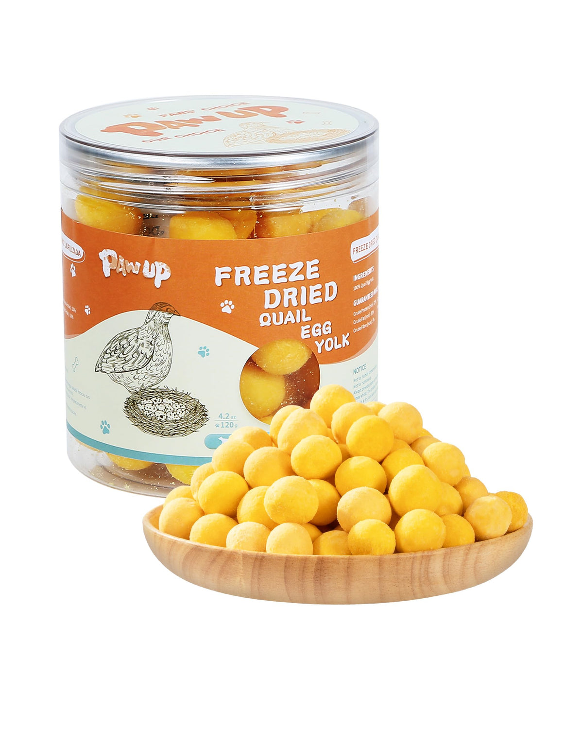 PAWUP Freeze Dried Quail Egg Yolk Pet Treats, Freeze-Dried Pet Food for Dogs, Cats, Pure Fresh Ingredient, 4.2