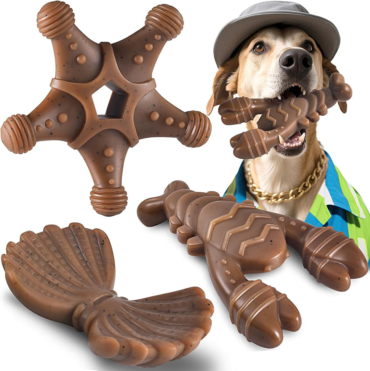 NEZIN Dog Toys for Aggressive Chewers, Indestructible Toys for Large Dogs, Dog Chew for Large Medium Small Bre